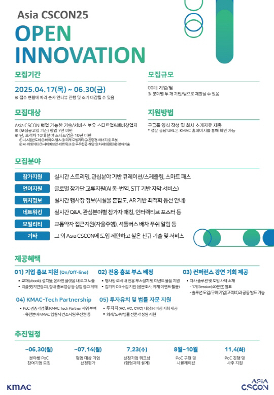 KMAC, `Asia CSCON25` ¿ÀÇÂÀ̳뺣ÀÌ¼Ç ÇÁ·Î±×·¥ ·ÐĪ¡¦ ½ºÅ¸Æ®¾÷ Çù¾÷ È®´ë KMAC, `Asia CSCON25` ¿ÀÇÂÀ̳뺣ÀÌ¼Ç ÇÁ·Î±×·¥ ·ÐĪ¡¦ ½ºÅ¸Æ®¾÷ Çù¾÷ È®´ë